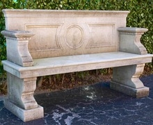 Antique Bench in Burgundy limestone Antique Bench in Burgundy limestone