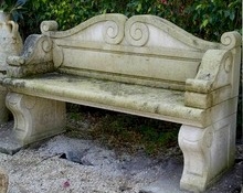 Antique Bench in Burgundy stone